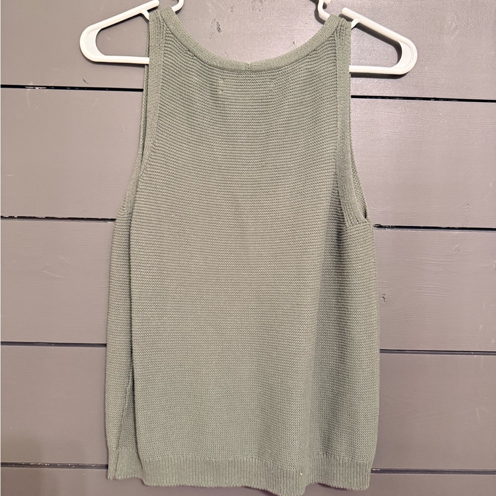 LOFT Sage Green Button-Front Tank Top - Picture 2 of 5